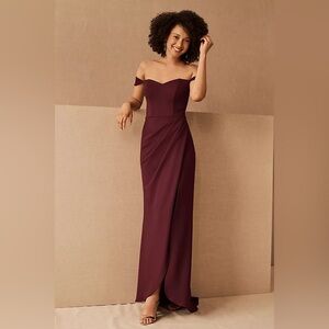 BHLDN Rossi Crepe Maxi Dress in Wine Bordeaux